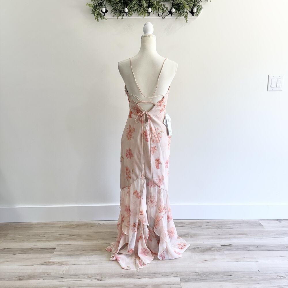 Azazie Atelier Rosia Peach Maxi Dress New Wedding Guest Prom Size 8 #TS - Picture 5 of 6